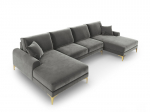 Pehme nurgadiivan Mazzini Sofas Madara 6S, hall/kuldne v&auml;rv