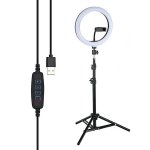 Selfie pulk (Selfie stick) RoGer V7 Universal Tripod Stand for Selfie with 3-Tone LED Lamp 2.1m Black