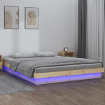vidaXL LED-voodiraam, 140 x 190 cm, m&auml;nnipuit