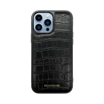 ZILLIONAIRE iPhone 13 Pro Max (6,7&Prime;) Croco Embossed Matte Nahast &Uuml;mbris &ndash; Must