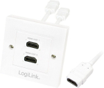 LogiLink AH0015 HDMI seinapaneel, 2xHDMI A (F/F), 4K/30Hz, valge, kullatud kontaktid, varjestatud
