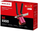 Mercusys BE9300 WiFi 7 Bluetooth 5.4 PCIe adapter MA47BE, 5765 Mbps, 2.4 GHz, 5 GHz, 6 GHz, PCI Express, WPA3-SAE