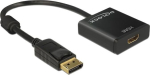 Delock adapter 62607, DisplayPort 1.2 HDMI-le, 0.20 m, 3840 x 2160 pikslit, kullatud, must