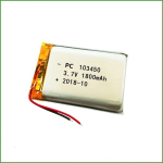 1 tk laetav Lipo aku 103450 (3.7v, 1800mAh Lipo) Bluetooth k&otilde;rvaklappide, nutikellade, POS, meditsiiniliste instrumentide ja muude kaasaskantavate seadmete jaoks.