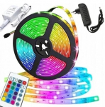 RGB LED Tape 5m toiteallika ja puldiga