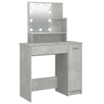 vidaXL tualettlaud LEDiga, betoonhall, 86,5 x 35 x 136 cm