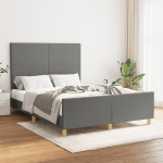 vidaXL voodiraam peatsiga, tumehall, 140x190 cm,kangas