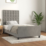 vidaXL voodiraam peatsiga, helehall, 80x200 cm, samet