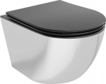 WC-pott Mexen Lena Rimless Slim Duroplast koos aeglaselt sulguva kaanega, Black matt/Silver