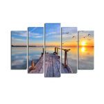 Viieosaline reproduktsioon P&auml;rn, linnud ja p&auml;ikeseloojang