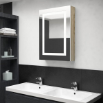 vidaXL LED vannitoa peegelkapp, valge ja tamm, 50 x 13 x 70 cm