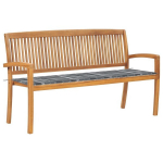 vidaXL virnastatav aiapink padjaga, 159 cm, toekas tiikpuu