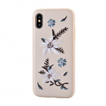 Devia Flower Embroidery Jalam Aizmugurējais Silikona Apvalks priek&scaron; Apple iPhone X / XS Balts