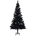 vidaXL kunstkuusk LED-tulede ja kuulidega, must, 150 cm, PVC