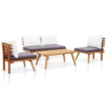 Aiadiivanikomplekt patjadega vidaXL, akaatsiapuit, 4-osaline