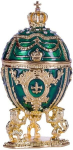 Faberge stiilis muna, ehtekarp l&otilde;vide ja keisri krooniga