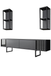 TV-&uuml;ksus, Asir, TV alus 180 x 30 x 48 cm, seinariiul 22 x 21 x 60 cm, must