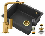 Granite sink Granitan black kitchen faucet gold siphon impregnate set