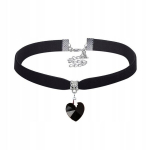 CHOKER CLASSIC HANDSHIP WITH CIRCLE HEART PENDANT Gothic BLACK CH15