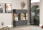 Vitriinkapp Trendteam Norris, 131x38x147 cm, antratsiit / tamm