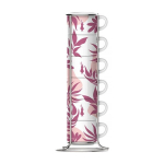6 tassi set - BIALETTI - porcellana - rose - impilabili - compatibili con lavastoviglie