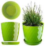 Plastikust lillepott koos alusega, lillepott, lillekate, 14 cm, roheline, Kadax