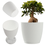 Lillepott koos alusega 27cm, Plastik, valge
