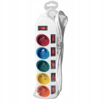 Pikenduskaabel 2M 5GN+0 10A valge / v&auml;rvilised pistikupesad VA0257 Vayox
