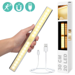 Juhtmevaba magnetvalgusti LIVMAN MSL-02 liikumisanduriga - sensorvalgusti, 20LED-i, 30cm, 2,8W, USB-laetav, 3 valgustusrežiimi