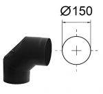 90&deg; kurv koos revisjoniga. Must metall 2 mm. D-150 mm.