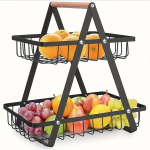 '1tk 2/3 kihiline mustast metallist puuviljakorv'