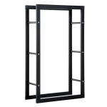 Metallist kaminapuude hoiuriiul 60 x 25 x 100 cm, k&uuml;ttepuude riiul, virnastamisabi, terasraam, kuni 100kg, v&auml;listingimustes k&uuml;ttepuude varjualune, puitriiul aia, terrassi, &otilde;ue jaoks, must