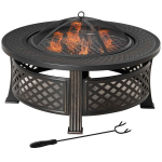 Tulekauss koos tuhatopsiga, s&auml;demekaitse, tulekorv, &uuml;mmargune tulekolle aiakaminaks, telkimiseks, BBQ, teras, must, 81 x 81 x 50 cm