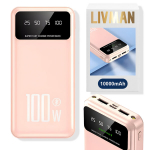 Kahe v&auml;ljundiga kiirlaadimispank, 10000mAh, 100W, LIVMAN K70