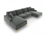 Pehme nurgadiivan Mazzini Sofas Madara 6S, tumehall/kuldne v&auml;rv