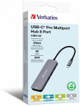 Verbatim CMH-08 USB Type-C 8-porti ja 5000 Mbit/s andmeedastuskiirusega adapter, h&otilde;bedane