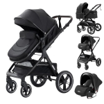 YAZOCO - 3 in 1 kombineeritud k&auml;rud - Koos vankri- ja turvah&auml;lliga - Kuni 15Kg - Must