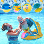 Ujumisr&otilde;ngas T&auml;ispuhutav madrats Beebide ujumisalus varikatuse ja rooliga K&auml;sipump Sun Baby