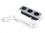 S&uuml;vistatud 2x230V+ 2xUSB kolmekordne seinapistikupesa - h&otilde;bedane
