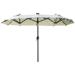 Outsunny p&auml;ikesevarju, 295 x 219cm kahekordne p&auml;ikesevarju, LED-iga aialamp, reguleeritava kaldenurgaga p&auml;ikesevarju, pol&uuml;ester, teras, beež
