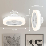 HOMCOM laeventilaator koos valgustusega kaugjuhtimispuldiga LED ventilaator laevalgustus timmitav 6 kiirusega 40 W lamp koos p&ouml;&ouml;rdventilaatoriga, taimer magamistoas valge 46 cm, Balta