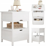 Rebiko &ouml;&ouml;kapp valge 2 sahtliga modernne loft laud magamistuppa 45 cm