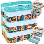 Klotside karp, konteiner 3-kihiline Lego organizer sektsioonidega