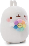 Nici Molang kaisukaru 16 cm vikerkaare lillega kinkepakendis - armas pehme m&auml;nguasi kallistamiseks ja m&auml;ngimiseks, Molang pl&uuml;&uuml;skaru loomade s&otilde;pradele - 61164, valge