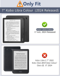 &uuml;mbris, &uuml;hildub Kobo Libra Colour 7-tollise 2024. aasta mudeliga, &uuml;li&otilde;huke kerge Tpu kaitsev nutikate, automaatse unerežiimi/&auml;rkveloleku funktsiooniga, papaia kollane
