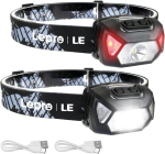 Le led laetav pealamp, 2000 luksi &uuml;liergas pealamp punase tule ja 6 valgusrežiimiga, ipx4 veekindel, kerge pealamp, ideaalne matkamiseks, telkimiseks, s&ouml;rkimiseks (kaasa arvatud usb-kaabel)