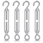 4 tk M6 konksu ja silmusega pinguti kaablitele, vastupidav roostevabast terasest pinguti, kaabli pinguti, traadi pinguti isetehtud valgusketile, piltide riputamiseks, telgi k&ouml;iele