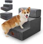 Sytopia koerte trepp, 40 cm k&otilde;rge, 3 astet, koerte trepp voodile, diivan v&auml;ikestele koertele, lemmikloomade trepp, pestav, vahtplastist trepp, vigastatud vanematele koertele (34 cm k&otilde;rgus, hall)