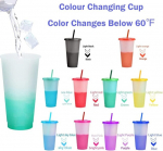 Paludo 10 korduvkasutatava plasttopsi komplekt koos kaante ja k&otilde;rtega, 710 ml v&auml;rvi muutvad topsid, v&auml;rvi muutvad peotopsid, korduvkasutatav reisikruus, joogitops lastele ja t&auml;iskasvanutele