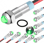 Runcci-yun 10tk 12-24v 6mm Led metallist indikaatortuled (rohelised)